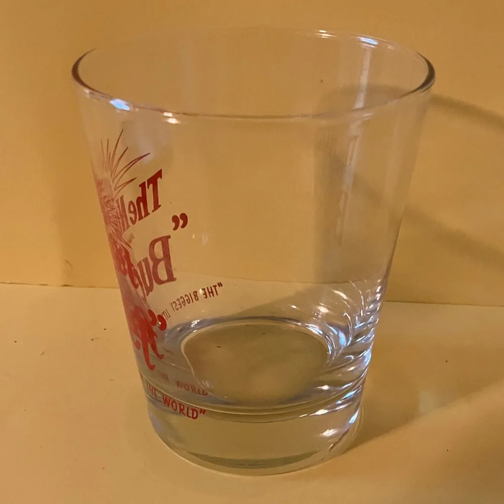 2 Vintage The Nugget Bucket Reno Casino Cocktail Bar Glasses Red Lettering 4.5”